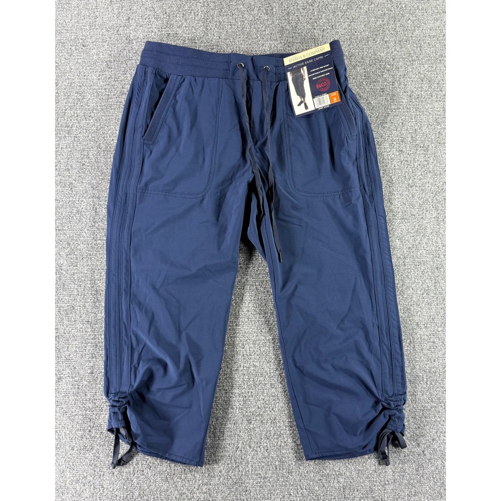 Khakis & Company Active Ease Capri Navy Blue Size 8 Ruched Hem 224861